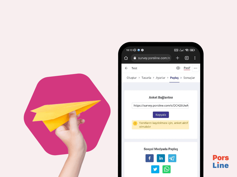 online anket linkini paylaş