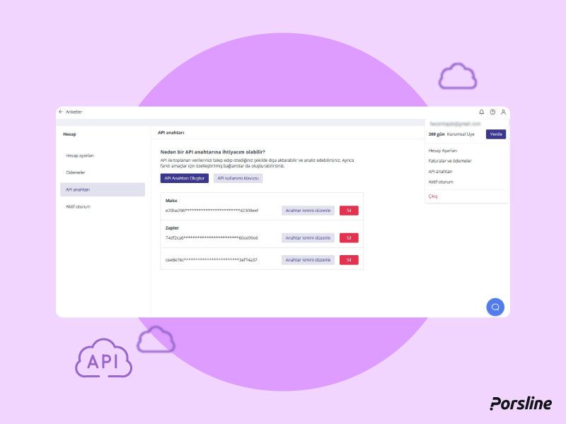 Porsline API Anahtarı ile MAke entegrasyonu