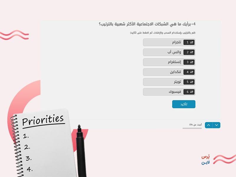 أسئلة تحديد الأولويات في الاستبيان الإلكتروني