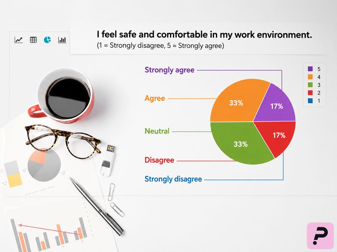 Balanced Likert-scale response chart for a workplace safety and comfort survey question