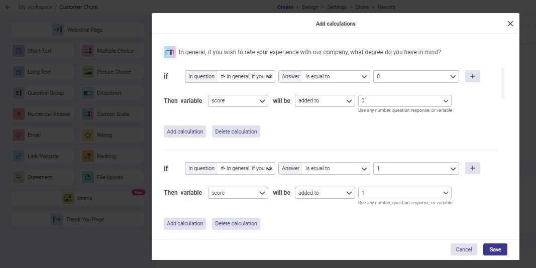 customer churn survey calculations