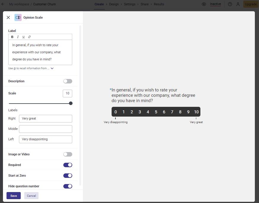 customer churn survey opinion scale question