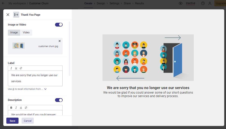 customer churn survey thank you page