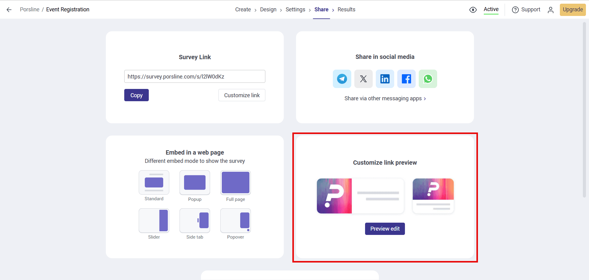 Customise the Survey Link Preview