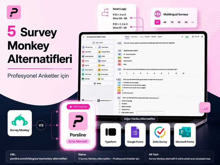 Porsline ile profesyonel anketler için en iyi 5 SurveyMonkey alternatifi karşılaştırması